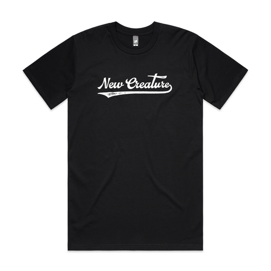 Black New Creature Christian T-Shirt Front Side